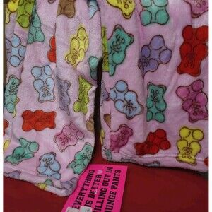 Weekending Women's Gummy Bear Lounge Pants 2X NWT Pink Plush Fuzzy Pajama PJs